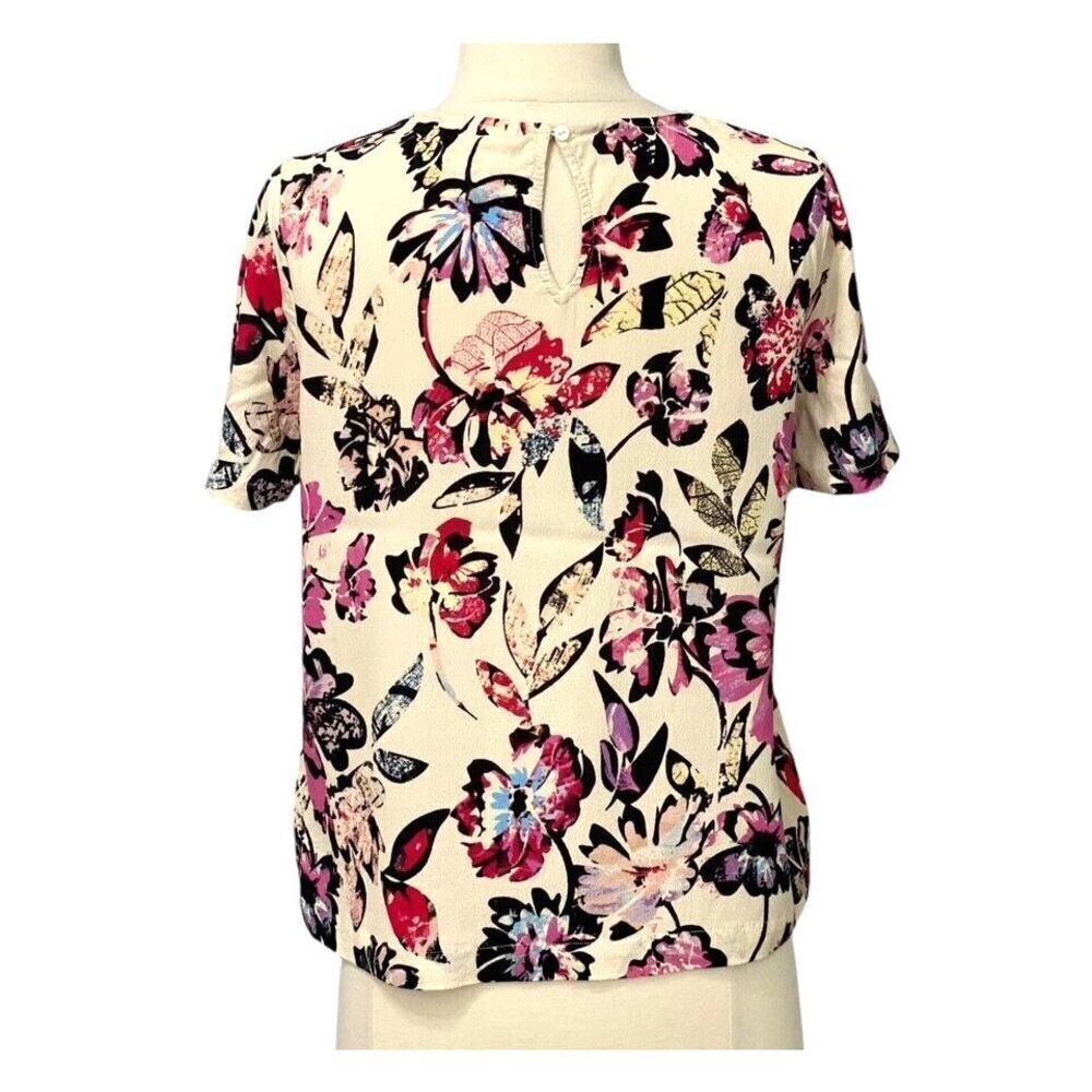 ICHI Short Sleeve Blouse Women's Size 34 / XS Floral Viscose Multicolor - Picture 3 of 8